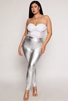 Womens Plus Size Lace Detail Convertible Bustier Bodysuit, White, Size 1X