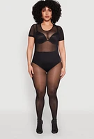 Womens Plus Mesh Scoop Neck Bodysuit,