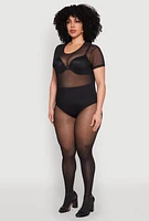 Womens Plus Mesh Scoop Neck Bodysuit,