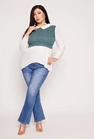 Womens Plus Brushed Knit Sweater Vest Blouse,