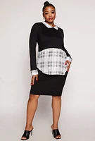 Womens Plus Size Plaid Hem Sweater Blouse, Multi, Size 2X