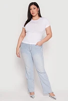 Womens Plus Size Rhinestone Faith Cross Short Sleeve Top, White, Size 2X-3X