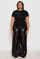 Womens Plus Size Rhinestone Faith Graphic Tee, Black, Size 1X-2X