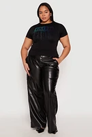 Womens Plus Size Rhinestone Faith Graphic Tee, Black, Size 2X-3X