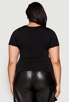 Womens Plus Size Rhinestone Faith Graphic Tee, Black, Size 1X-2X
