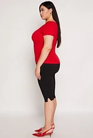 Womens Plus Seamless Square Neck Short Sleeve Top, 2X-3X