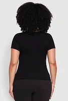 Womens Plus Seamless Rib Knit Chain Keyhole Tee,