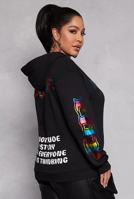 Womens Plus Size New York City Graphic Pullover Hoodie, Black, Size 1X