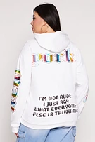 Womens Plus New York City Graphic Pullover Hoodie, White,