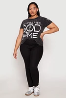 Womens Plus God Got Me Graphic Tee, Black,