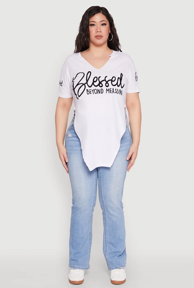 Womens Plus Blessed Beyond Measure Graphic Tee, White,