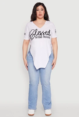 Womens Plus Blessed Beyond Measure Graphic Tee, White,