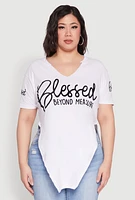 Womens Plus Blessed Beyond Measure Graphic Tee, White,
