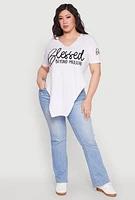 Womens Plus Blessed Beyond Measure Graphic Tee, White,