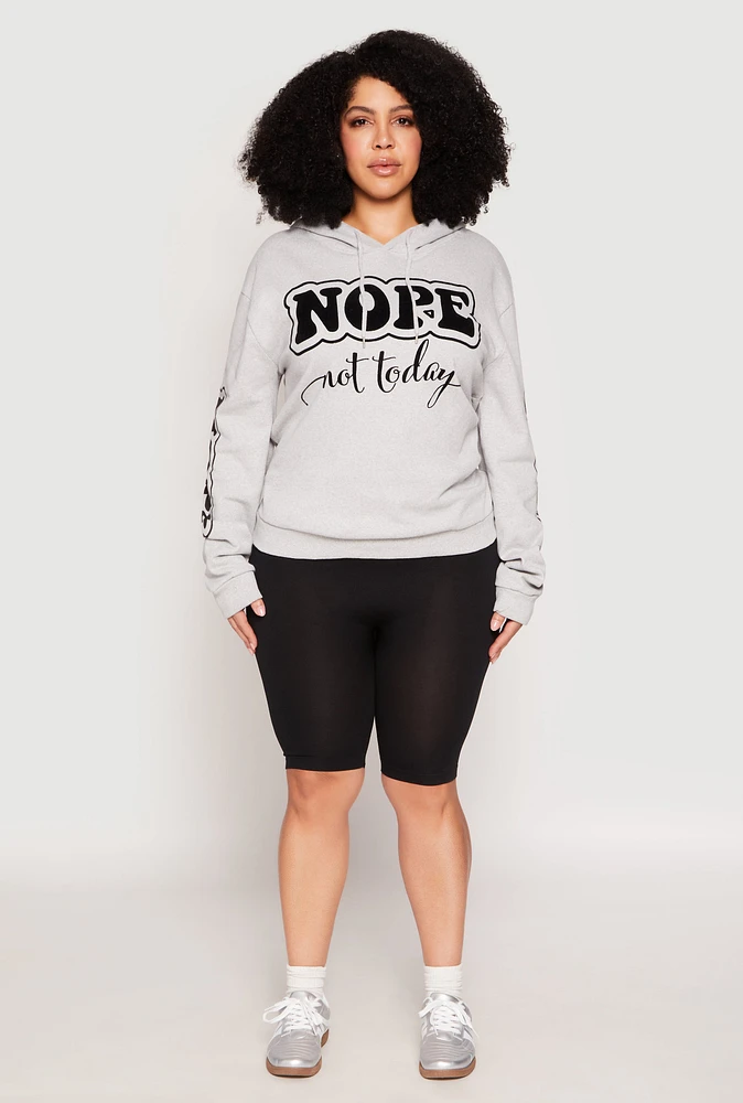 Womens Plus Size Nope Not Today Pullover Hoodie, Grey, Size 2X
