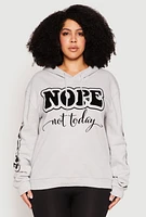 Womens Plus Size Nope Not Today Pullover Hoodie, Grey, Size 2X