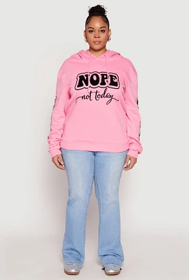 Womens Plus Size Nope Not Today Pullover Hoodie, Pink, Size 2X