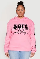 Womens Plus Size Nope Not Today Pullover Hoodie, Pink, Size 1X