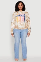 Womens Plus Size Mineral Wash Melanin Graphic Sweatshirt, Beige, Size 3X
