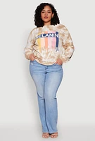 Womens Plus Size Mineral Wash Melanin Graphic Sweatshirt, Beige, Size 3X