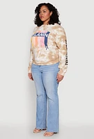 Womens Plus Size Mineral Wash Melanin Graphic Sweatshirt, Beige, Size 3X