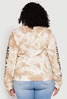 Womens Plus Size Mineral Wash Melanin Graphic Sweatshirt, Beige, Size 3X