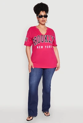 Womens Plus Size Brooklyn New York Graphic Tee, Pink, Size 1X