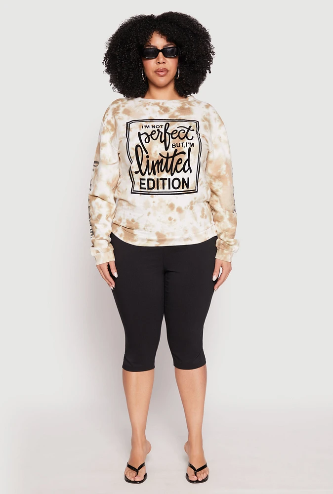 Womens Plus Limited Edition Velvet Burnout Sweatshirt, Beige,