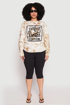 Womens Plus Limited Edition Velvet Burnout Sweatshirt, Beige,