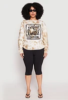 Womens Plus Limited Edition Velvet Burnout Sweatshirt, Beige,