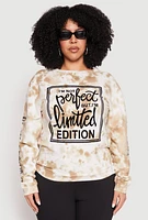 Womens Plus Limited Edition Velvet Burnout Sweatshirt, Beige,