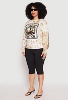 Womens Plus Limited Edition Velvet Burnout Sweatshirt, Beige,