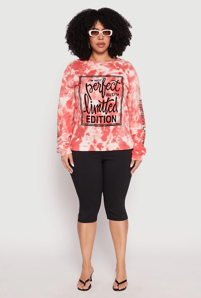 Womens Plus Size Limited Edition Velvet Burnout Sweatshirt, Red, Size 1X