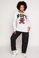 Womens Plus Size Nope Chenille Graphic Sweatshirt, White, Size 1X