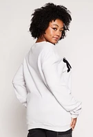 Womens Plus Size Nope Chenille Graphic Sweatshirt, White, Size 1X