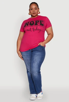 Womens Plus Size Nope Not Today Graphic Tee, Pink, Size 2X