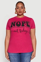 Womens Plus Size Nope Not Today Graphic Tee, Pink, Size 2X
