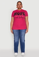 Womens Plus Size Nope Not Today Graphic Tee, Pink, Size 2X