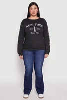 Womens Plus Size New York Empire Club Sweatshirt, Grey, Size 2X