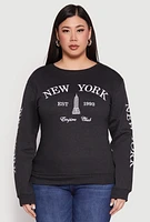 Womens Plus Size New York Empire Club Sweatshirt, Grey, Size 2X