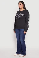 Womens Plus Size New York Empire Club Sweatshirt, Grey, Size 2X