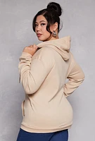 Womens Plus Size Los Angeles Zip Front Hoodie, Beige, Size 2X