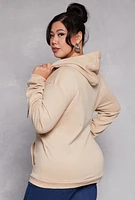 Womens Plus Size Los Angeles Zip Front Hoodie, Beige, Size 1X