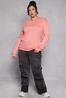 Womens Plus Size Los Angeles Pullover Sweatshirt, Pink, Size 1X