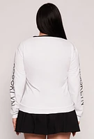 Womens Plus Size Chenille Brooklyn Graphic Sweatshirt, White, Size 2X