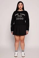 Womens Plus Size Brooklyn Embroidered Sweatshirt, Black, Size 1X