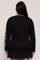 Womens Plus Size Brooklyn Embroidered Sweatshirt, Black, Size 1X