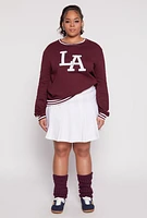 Womens Plus Size Chenille LA Varsity Sweatshirt, Burgundy, Size 3X