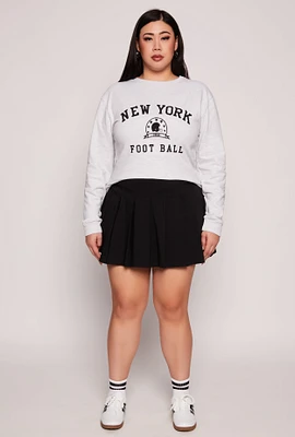 Womens Plus Size New York Football Embroidered Sweatshirt, Grey, Size 3X
