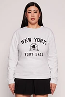 Womens Plus Size New York Football Embroidered Sweatshirt, Grey, Size 3X